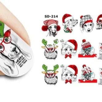 XND Products 2D Nail Decal SD-214 / Nail Decal 2D/Winter Nails/Animals/Christmas Nails