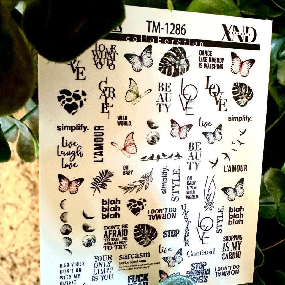 XND Products 2D Nail Decal TM-1286 / Nail Decal 2D / Love/ Life/ Words/ Valentine’s Day Nails