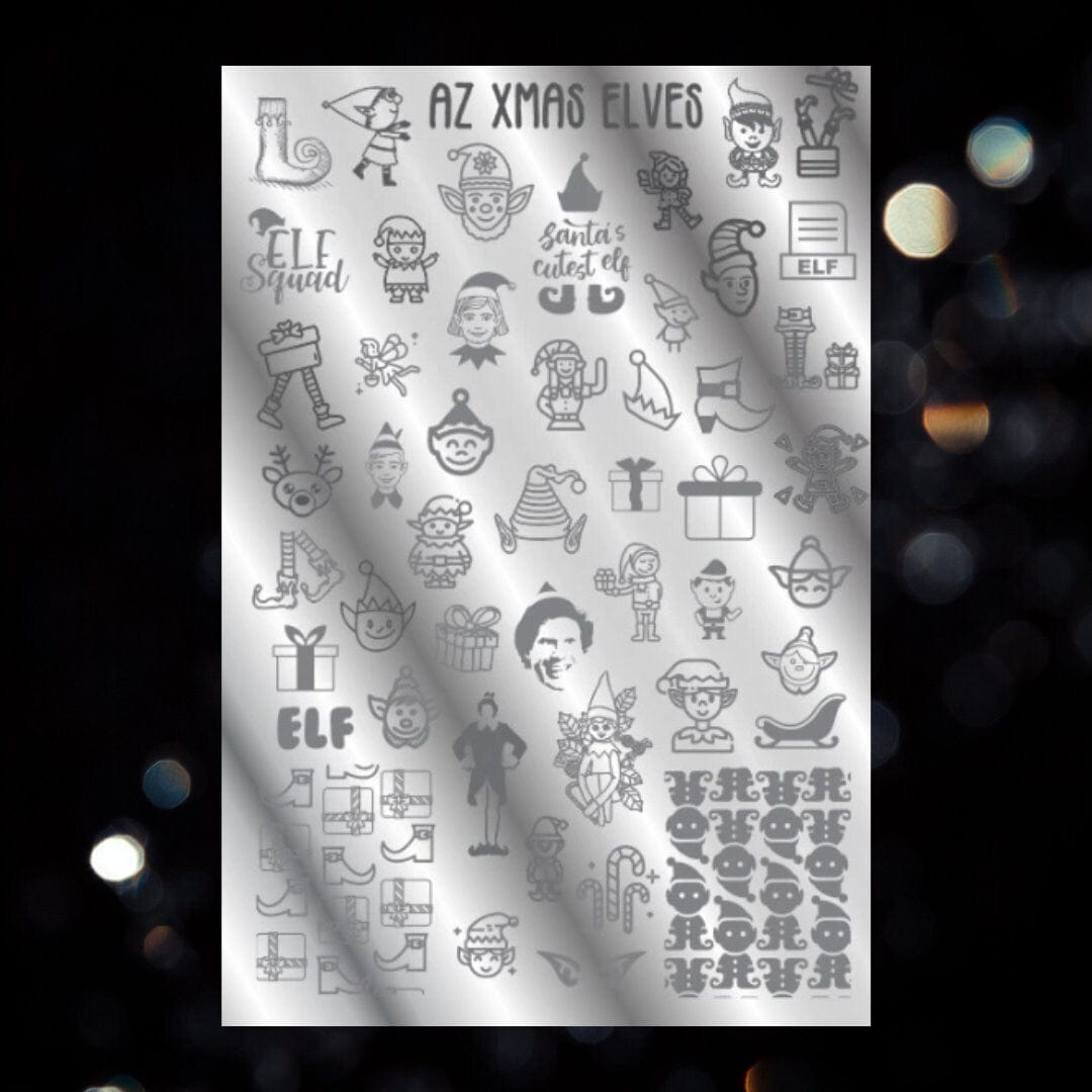 Mundo De Unas Stamping Plates AZ XMAS, Christmas Elves Nail Stamp