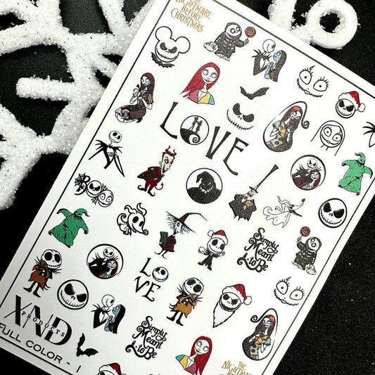 New Max 2D Nail Decal FCX-1 / Nail Decal 2D Christmas Nails/ Jack & Sally inspired