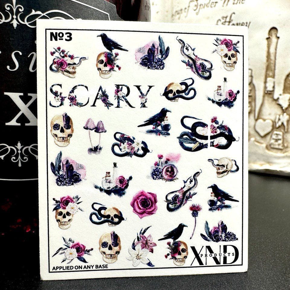 XND Products 2D Nail Decal NO.3 Nail Decal 2D Mystical/ Gothic/Crow/ Skull