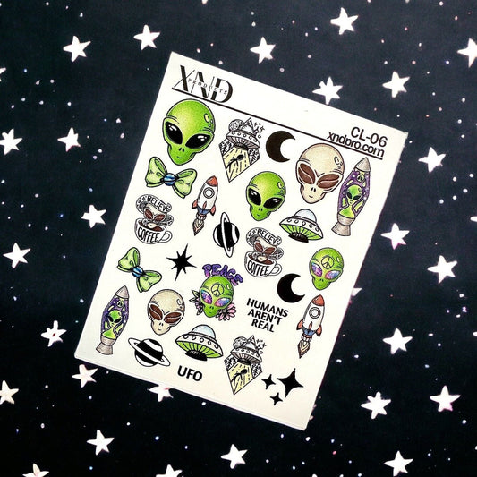 XND Products 2D Nail Decal CL-06 / Nail Decal 2D UFO/ UFO / Alien/ Space
