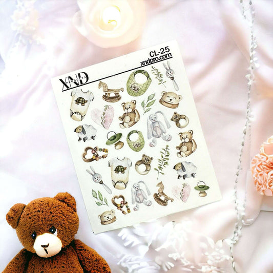 XND Products 2D Nail Decal CL-25 / Nail Decal 2D/ Baby Shower Nails/ Baby Neutral/ Baby shower