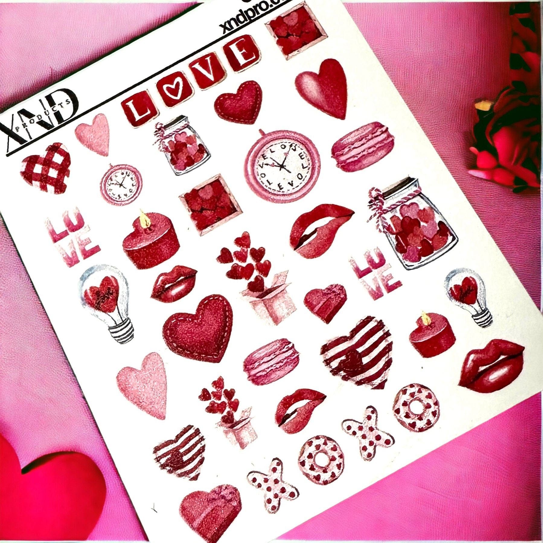 XND Products 2D Nail Decal CL-18 / Nail Decal 2D / Valentine’s Day Nails/ Love Nails / Valentine Nail Decal
