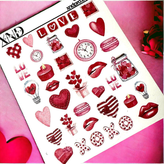 XND Products 2D Nail Decal CL-18 / Nail Decal 2D / Valentine’s Day Nails/ Love Nails / Valentine Nail Decal