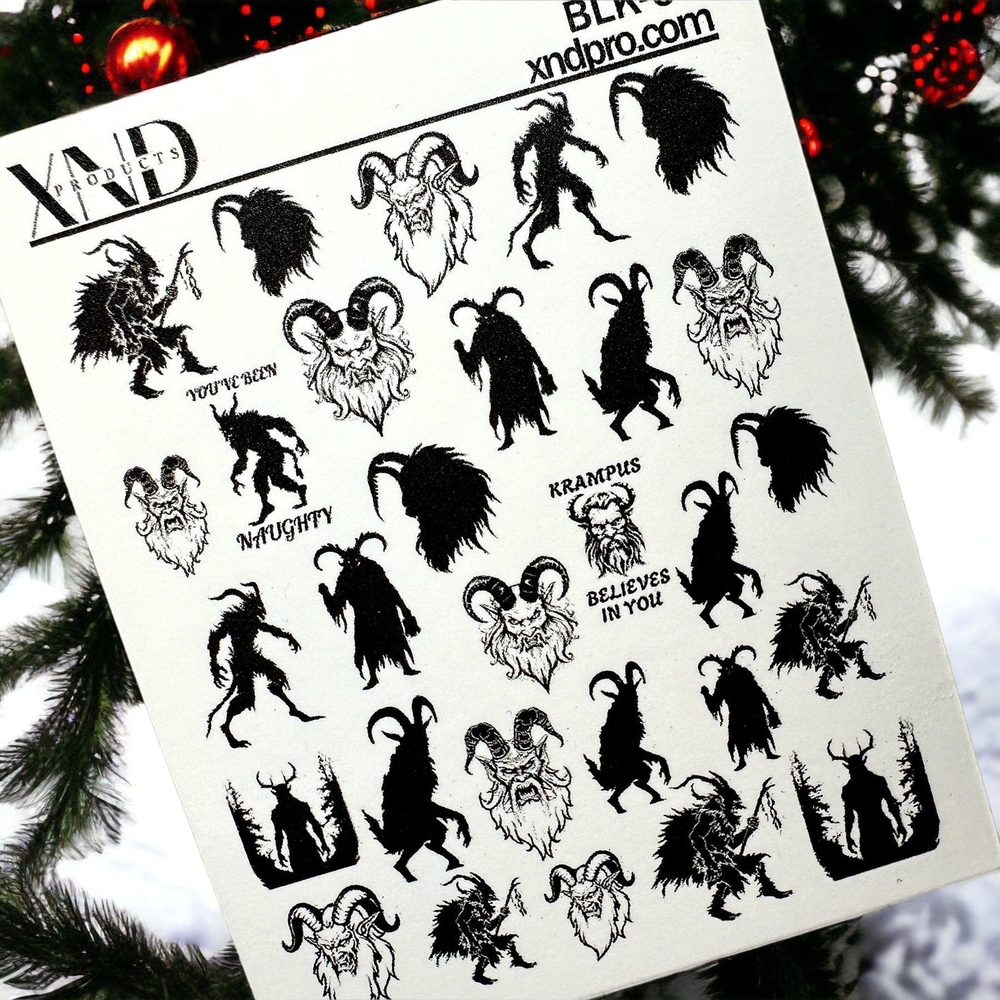 XND Products 2D Nail Decal BLK-03 / Nail Decal 2D/ Krampus / Krampus Nails / Krampus Christmas