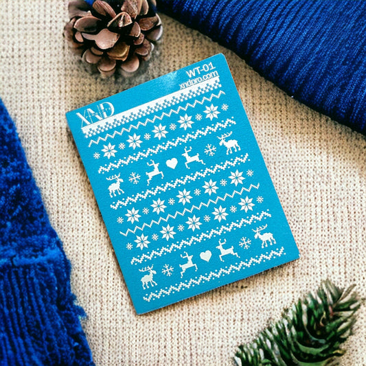 XND Products 2D Nail Decal WT-01 / Nail Decal 2D Christmas/ Nail Sweater Deca