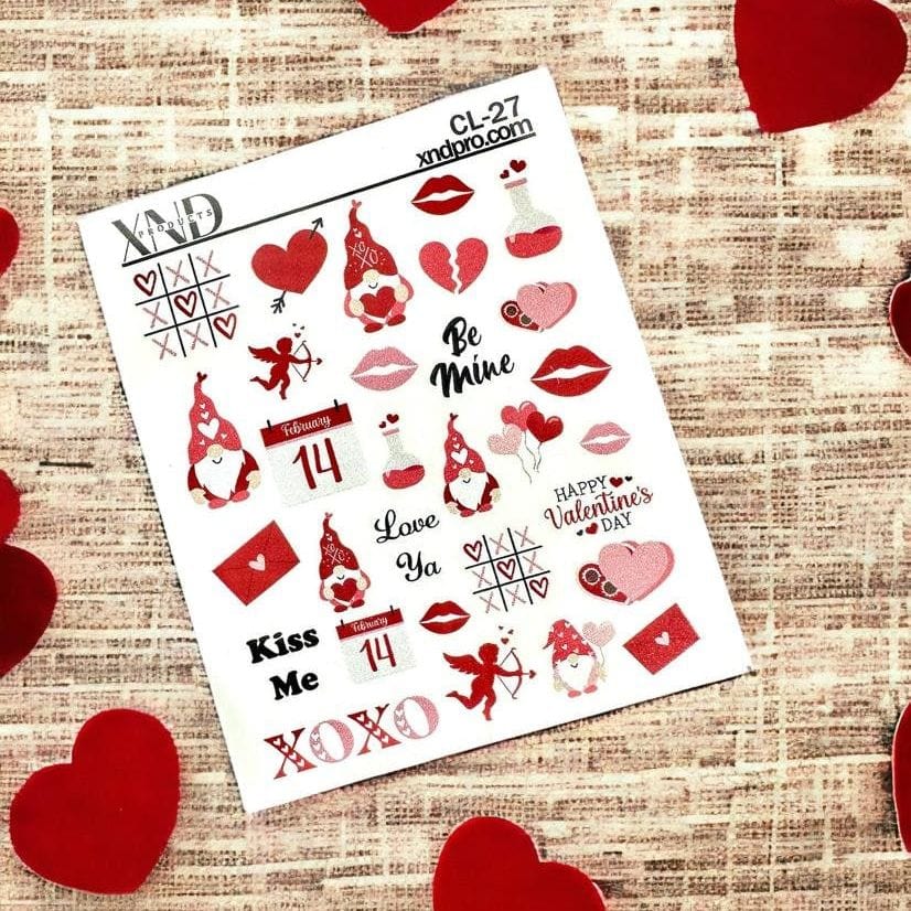 XND Products 2D Nail Decal CL-27 / Nail Decal 2D Gnomes/ Valentine’s Day Nails / Valentine Gnomes