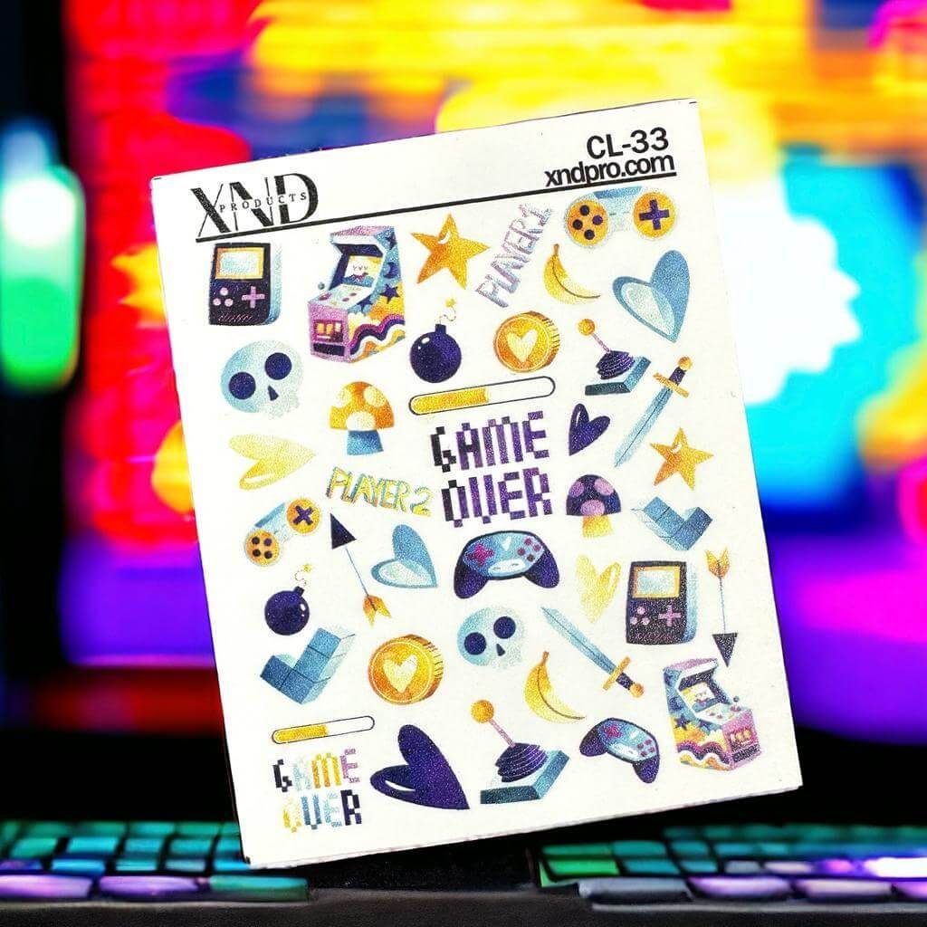 XND Products 2D Nail Decal CL-33 / Nail Decal 2D / Gamer Set/ Cute Nails/ Video game nails