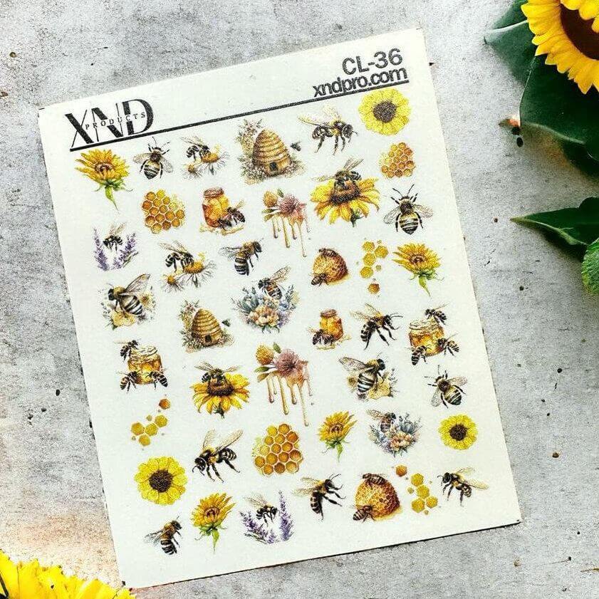 XND Products 2D Nail Decal CL-36 / Nail Decal 2D/ Honey Bee Nail Decals