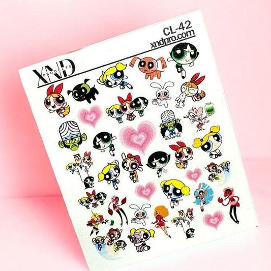 XND Products 2D Nail Decal CL-42 / Nail Decal 2D Cute Nails/ Powerpuff Girl / Cartoon/Girl Power