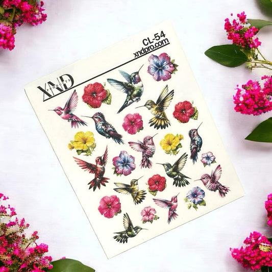 XND Products 2D Nail Decal CL-54 / Nail Decal 2D /Beautiful Hummingbird/ Spring