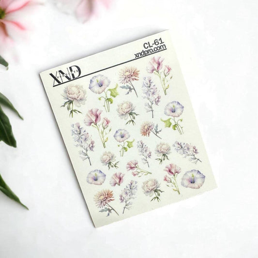 XND Products 2D Nail Decal CL-61 / Nail Decal 2D/ Flowers/ Spring Nails/ Beautiful Flowers