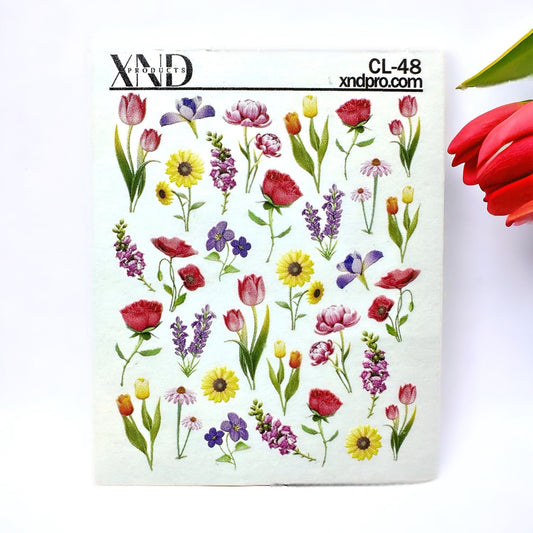XND Products 2D Nail Decal CL-48 / Nail Decal 2D/ Floral Nails /Spring Nails/ Tulips