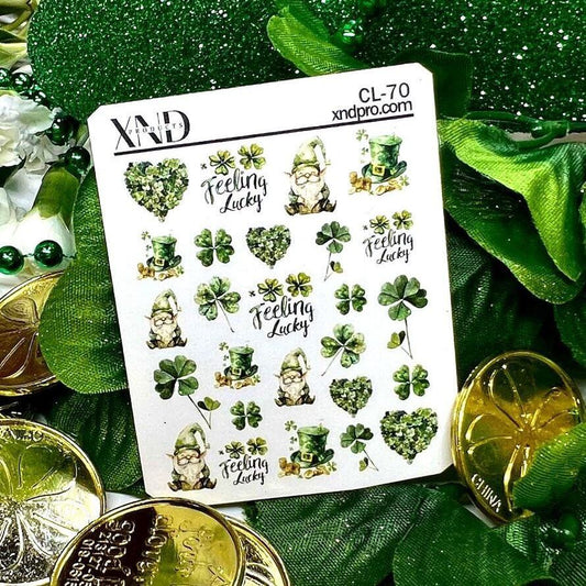 XND Products 2D Nail Decal CL-70 / Nail Decal 2D St. Patrick's Day/ Gnomes