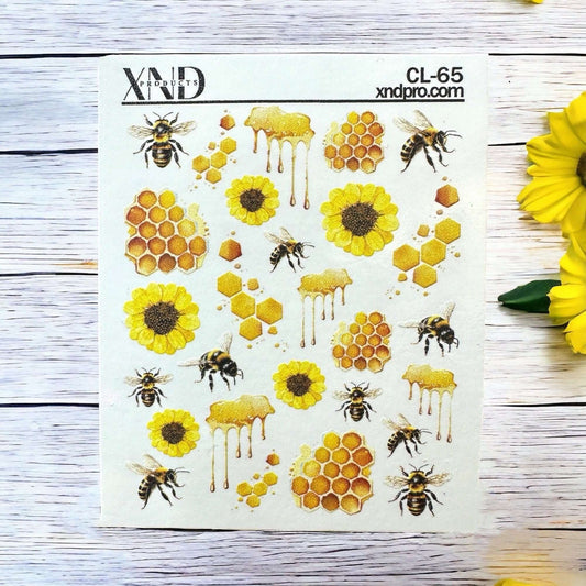 XND Products 2D Nail Decal CL-65 / Nail Decal 2D / Bees / Spring