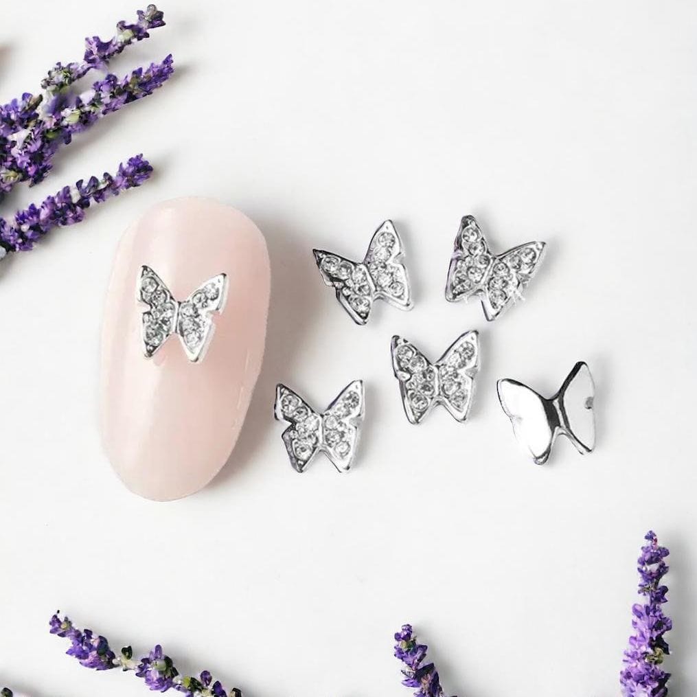 Xochi Nail Designs LLC Nail Charms Silver NCBT / Nail Charms/ Butterfly (Two Colors) - Butterfly Nails, Nail Charms for Spring