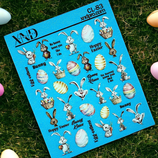 XND Products 2D Nail Decal CL-83 / Nail Decal 2D Easter Bunny/ Hunting Easter Eggs