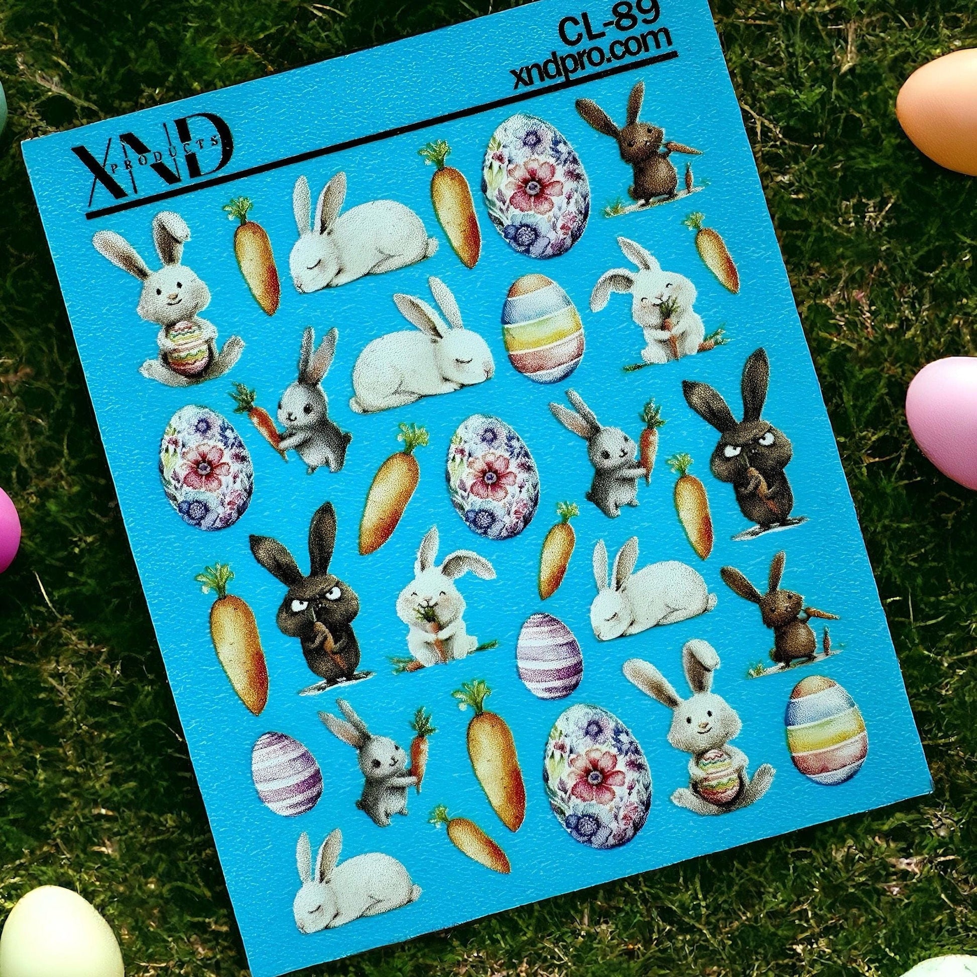 XND Products 2D Nail Decal CL-89 / Nail Decal 2D Easter Bunny / Easter Egg Nails