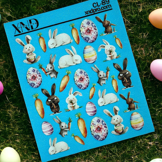XND Products 2D Nail Decal CL-89 / Nail Decal 2D Easter Bunny / Easter Egg Nails