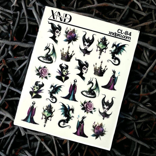 XND Products 2D Nail Decal CL-84 / Nail Decal 2D / Maleficent / Evil Queen Inspired / Villian