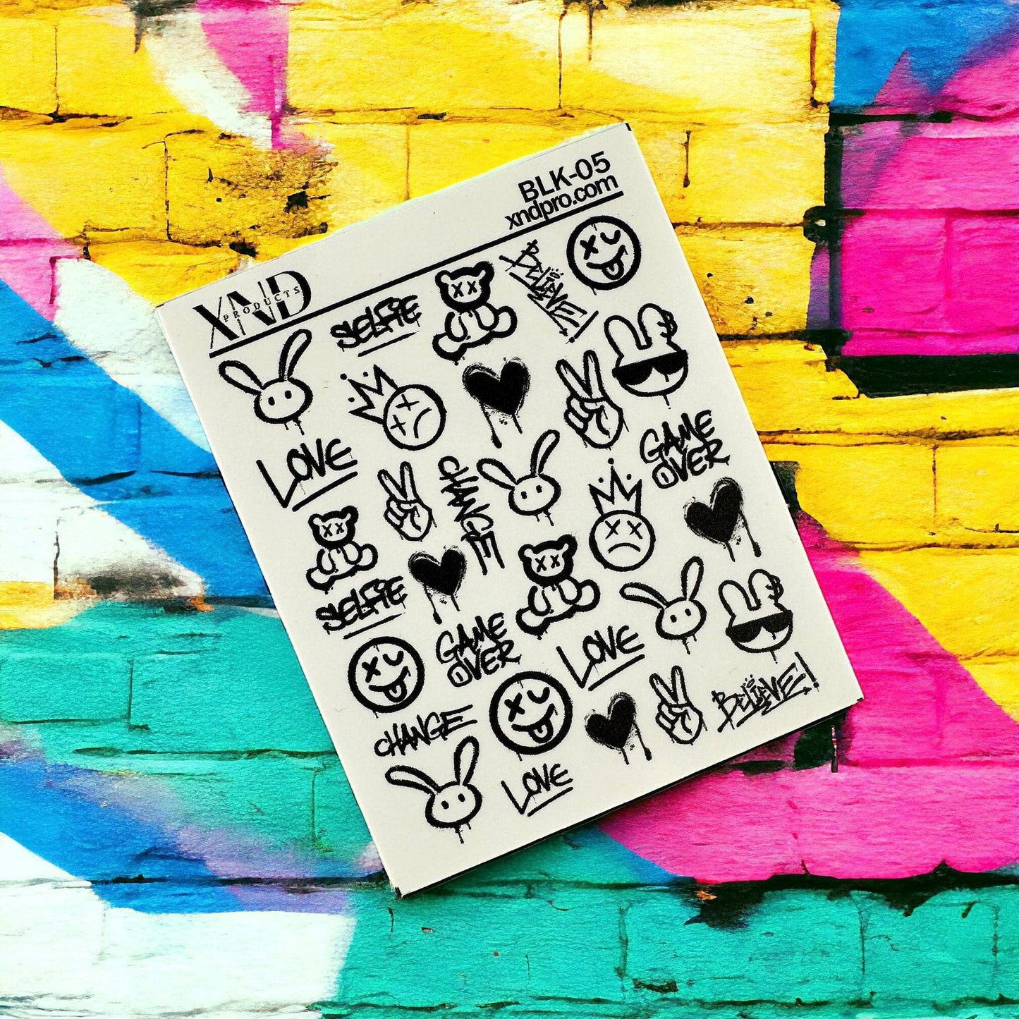 XND Products 2D Nail Decal BLK-05 / Nail Decal 2D / Graffiti Nails/ Street Art