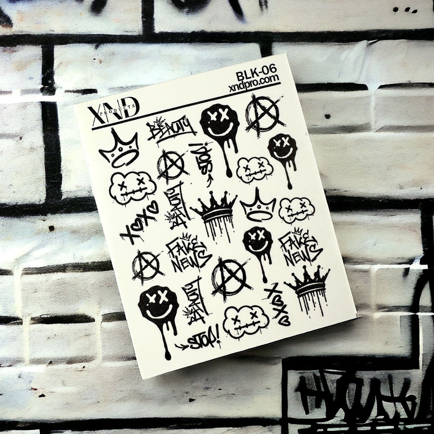 XND Products 2D Nail Decal BLK-06 / Nail Decal 2D / Graffiti Nails