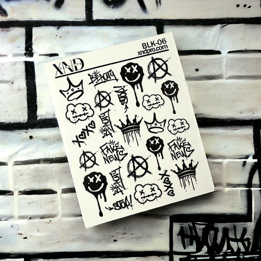 XND Products 2D Nail Decal BLK-06 / Nail Decal 2D / Graffiti Nails