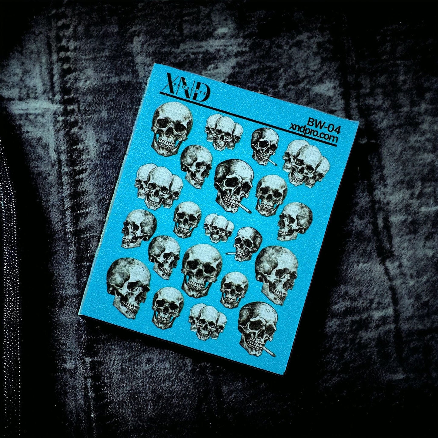 XND Products 2D Nail Decal BW-04 / Nail Decal 2D Skulls/Black & White Skulls/ Goth Nails