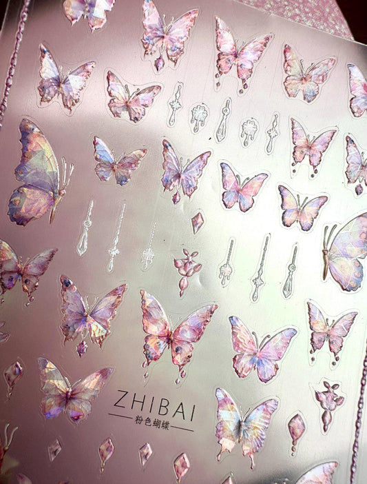 XND Products Self-Adhesive Nail Stickers Self-Adhesive Nail Stickers / Holographic/ Butterfly Design Nail Art Stickers/ Spring Nail Art Decals For Nail Art Decoration
