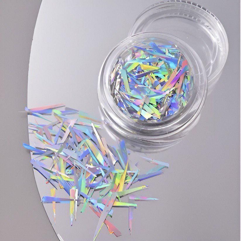 XND Products Flakes Holographic Glass Nail Art Foil Strip Flakes, Armor Effect, Diamond Effect, Shattered Glass Effect