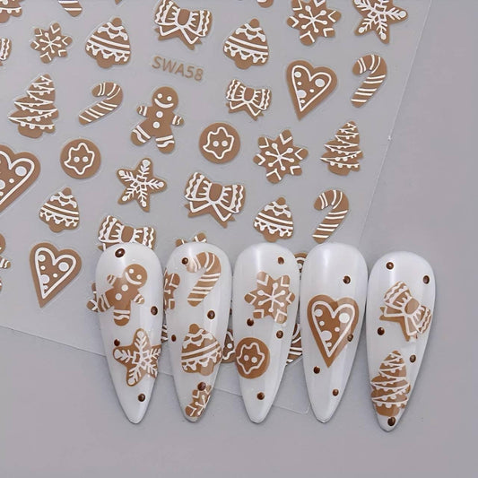 XND Products Self-Adhesive Nail Stickers Self-Adhesive Nail Stickers / Gingerbread Man Cookie, Christmas Cookies