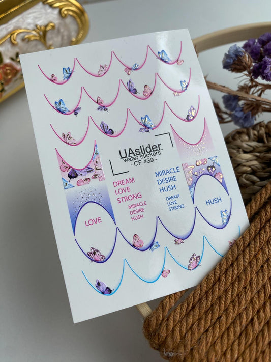 XND Products Nail Water Decal Gold FOIL/ Butterfly French Tip/ French Line/ French Nail Tattoo /Waterslide / Nail Waterslide Decals/ Nail Art/