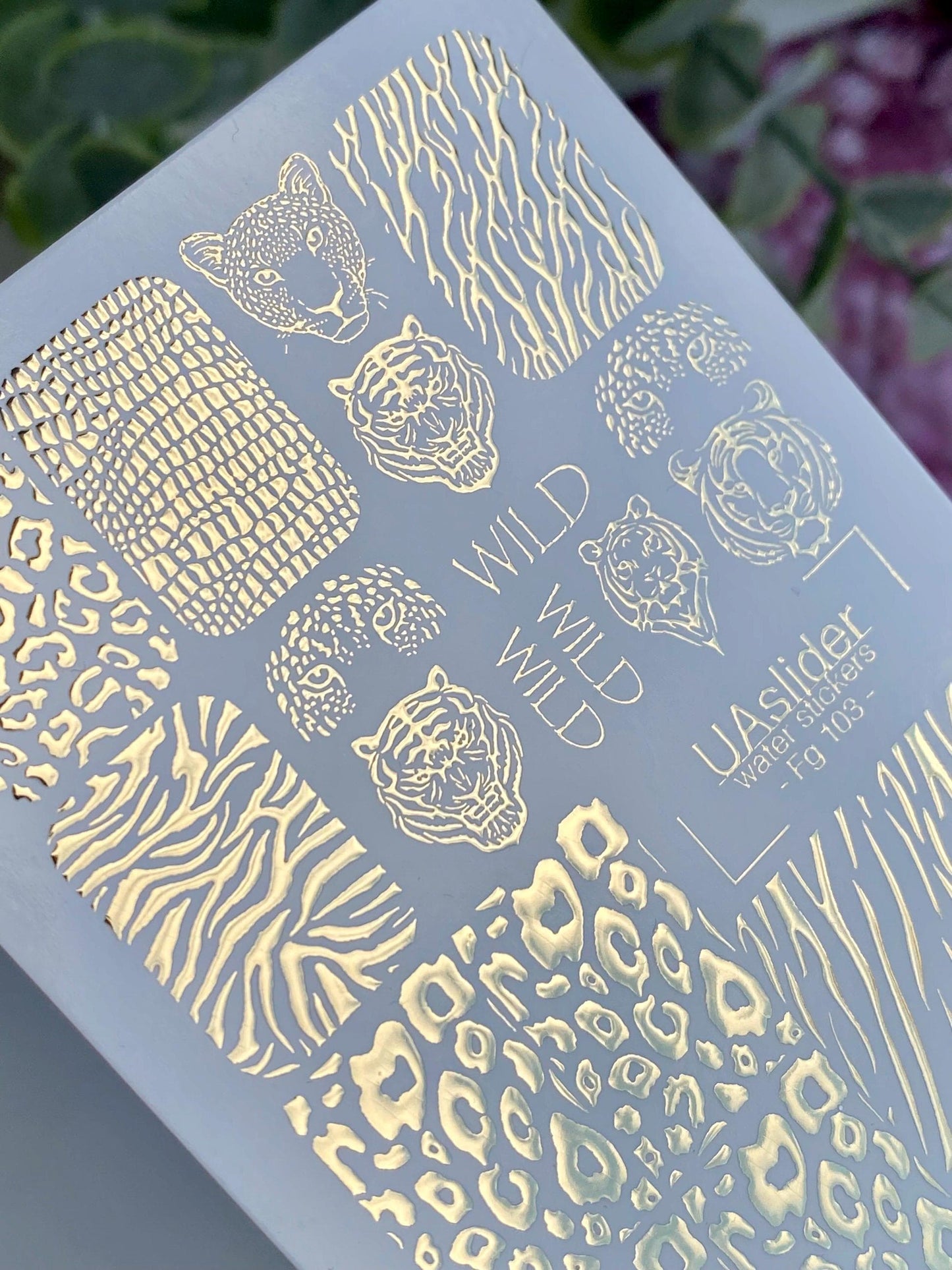 XND Products Nail Water Decal Gold FOIL/ Animal Pattern Art/ Leopard Print/Tiger Print/ Zebra Print/ Waterslide /Nail Waterslide Decals/Nail Art/