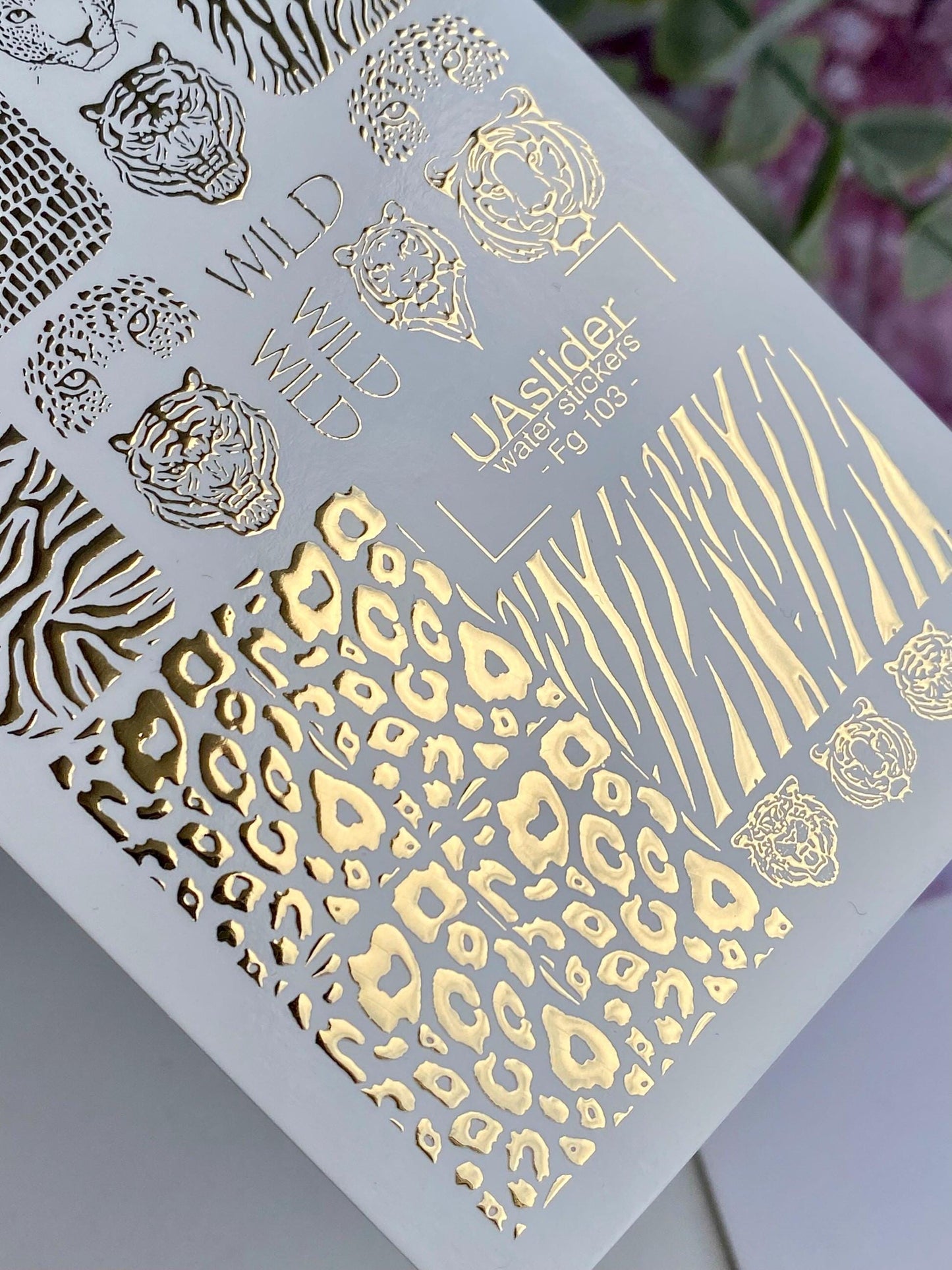 XND Products Nail Water Decal Gold FOIL/ Animal Pattern Art/ Leopard Print/Tiger Print/ Zebra Print/ Waterslide /Nail Waterslide Decals/Nail Art/