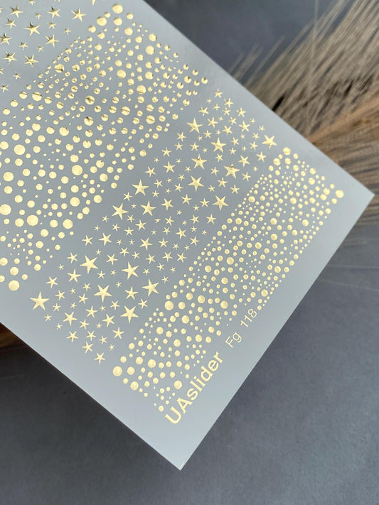 XND Products Nail Water Decal Gold FOIL/ Gold Star Wraps/ Sparkly Nails/ Stars design / Waterslide /Nail Waterslide Decals/Nail Art/