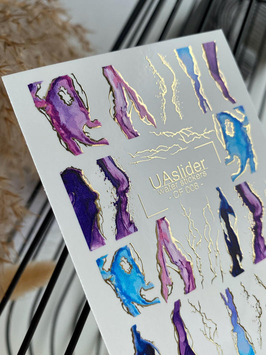 XND Products Nail Water Decal Gold FOIL / Marble Effect / Crystal / Swirls Ripples / Water Stickers / Waterslide / Nail Waterslide Decals/ Nail Art/