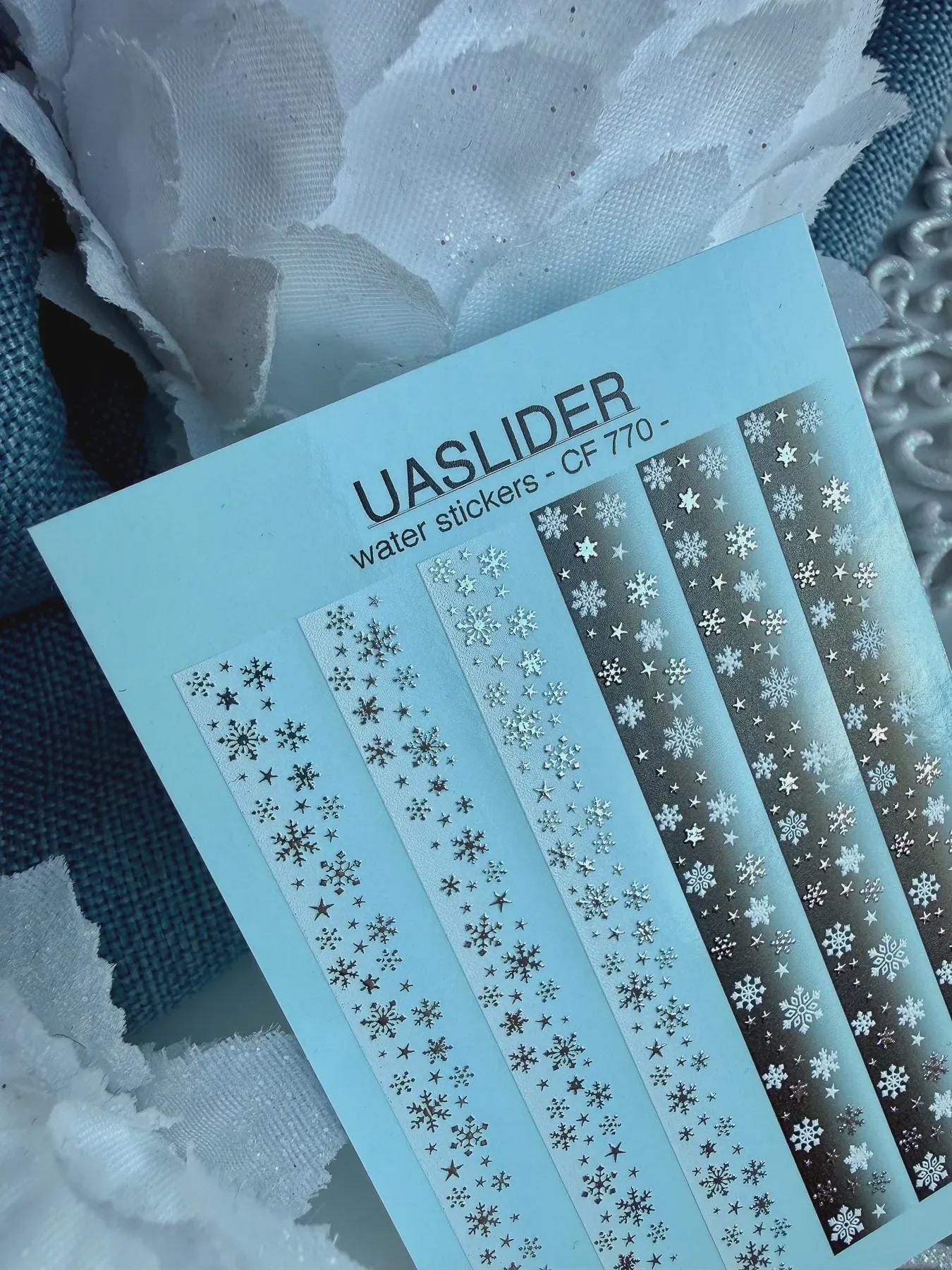 UA Slider 2D Nail Decal CF-770 Snowflake Nail Art Decals/ Silver Foil/ Winter Christmas/ Nail Art/ Nail Water Decals