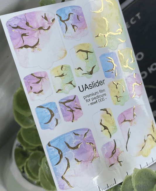 UA Slider Nail Wrap Films Pedicure Nail Wrap Films - Gold Foil – Full Toe Nail Art for Easy Pedicure