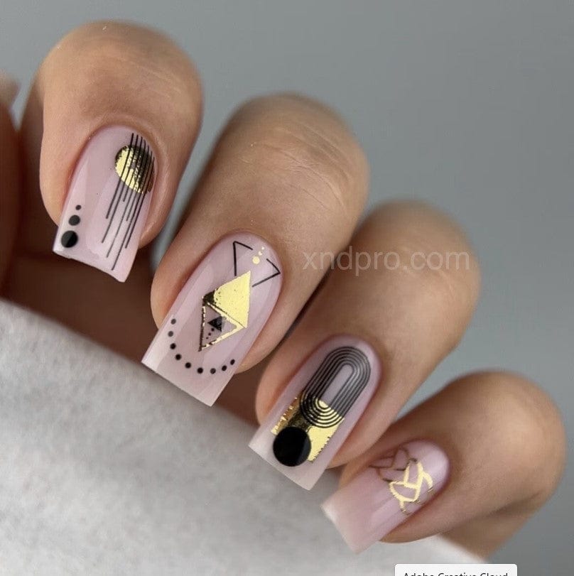 New Max 2D Nail Decal NF-25 / Nail Decal gold FOIL Abstract and Patterns