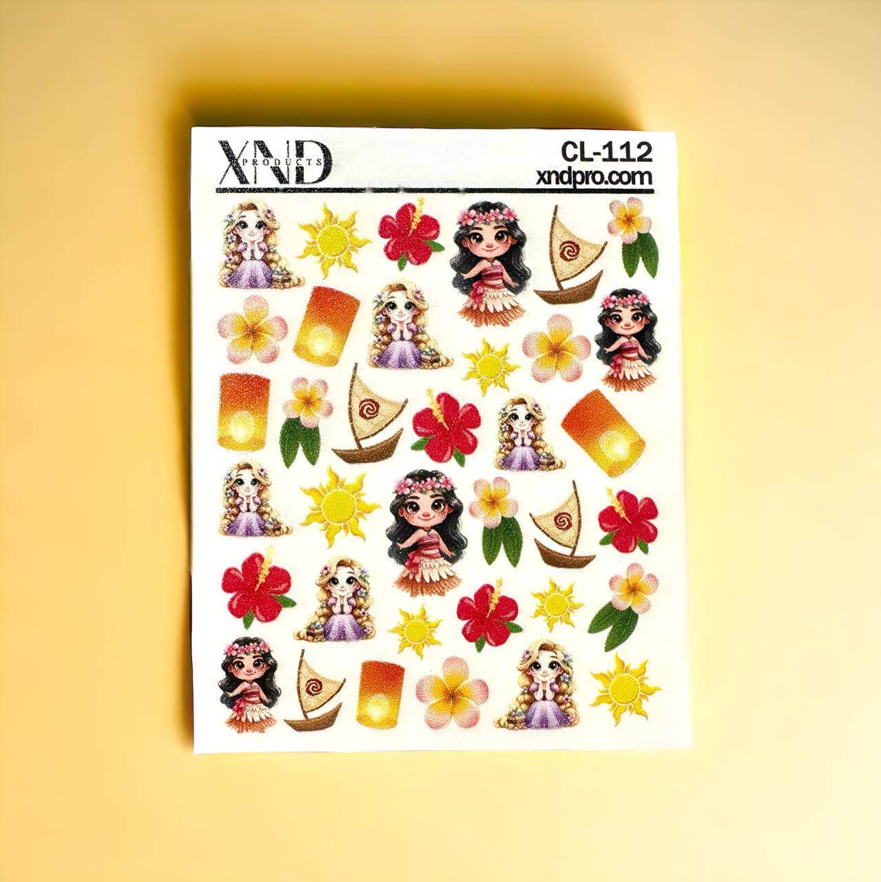 XND Products 2D Nail Decal CL-112 Nail Decal 2D / Princess Inspired / Floating lanterns/ Hawaiian Flowers