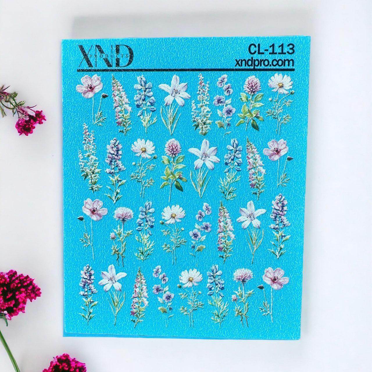 XND Products 2D Nail Decal CL-113 Nail Decal 2D / Spring Flowers/ Purple Flowers