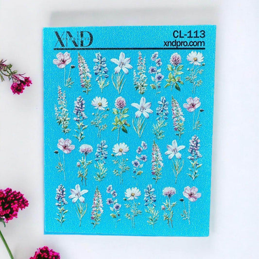 XND Products 2D Nail Decal CL-113 Nail Decal 2D / Spring Flowers/ Purple Flowers