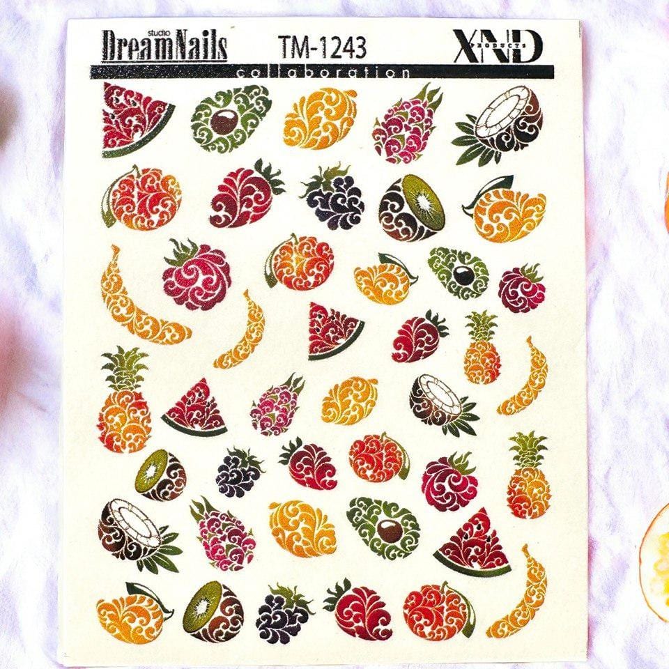 XND Products 2D Nail Decal TM-1243 / Nail Decal 2D / Fruits/ Coconut/ Avocado/ Watermelon