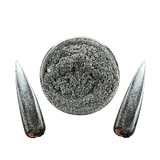 XND Products Nail Chromes & Pigments Gunmetal Grey Chrome, Diamond Grey Black - Gunmetal Chrome Powder, Metallic Nails, Mirror Effect, Grey Metallic Nails, Black Chrome