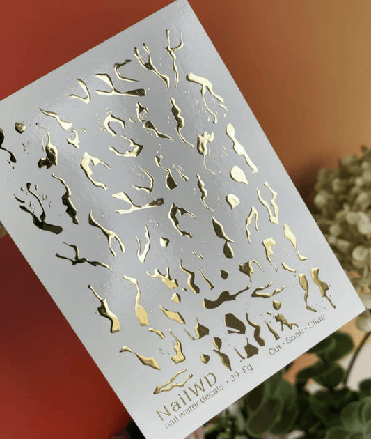 39-FG Nail Decal Gold FOIL/ Abstract/ Melted Shapes/ Dripping Liquid Art /Nail Stickers /Modern / Nail Art/ Nail Water Decals (Copy)