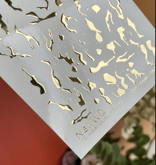 39-FG Nail Decal Gold FOIL/ Abstract/ Melted Shapes/ Dripping Liquid Art /Nail Stickers /Modern / Nail Art/ Nail Water Decals (Copy)