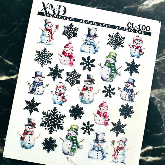XND Products 2D Nail Decal CL-100 Nail Decal 2D Christmas /Snowman/ Snowflake/ Winter Nails/ Festive Nails