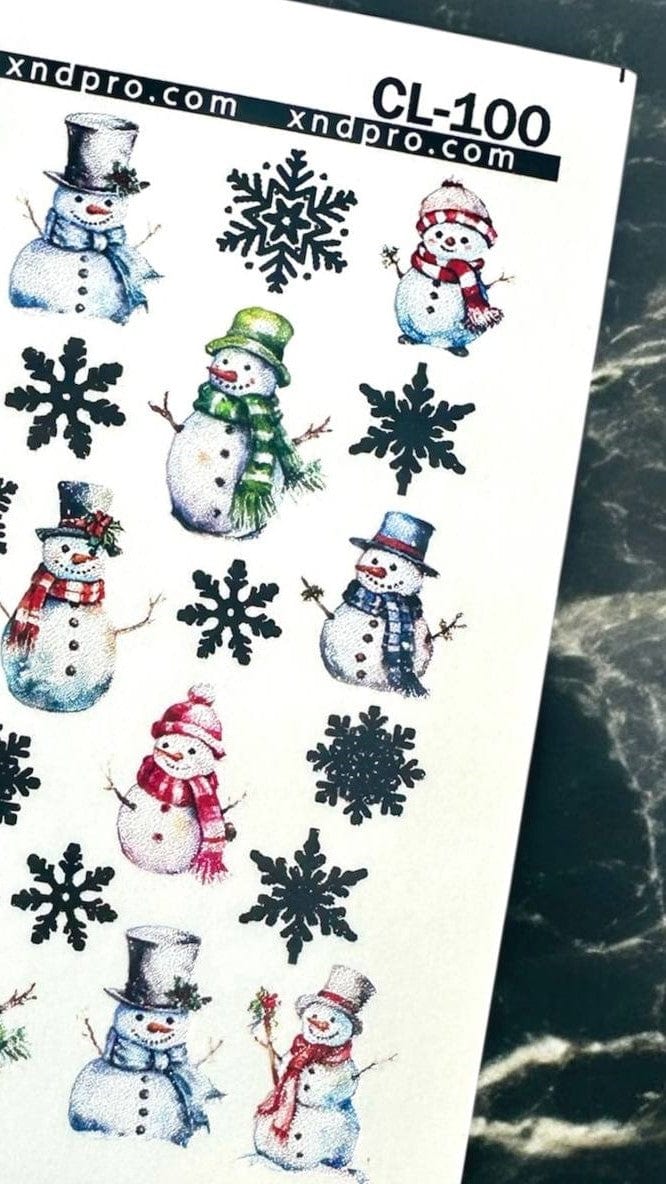 XND Products 2D Nail Decal CL-100 Nail Decal 2D Christmas /Snowman/ Snowflake/ Winter Nails/ Festive Nails