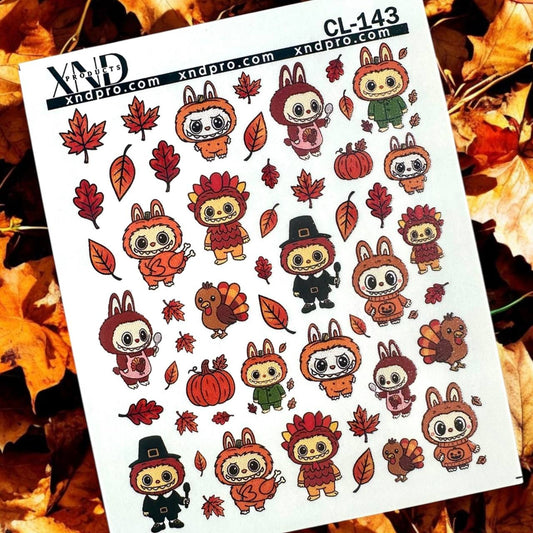 XND Products 2D Nail Decal CL-143 Nail Decal 2D/Thanksgiving/  Monster Elves / Leaves/ Autumn Nails/